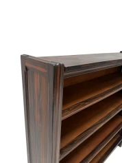 Art Deco Open Bookcase, Macassar Ebony with Oak Shelves, 1920s Design